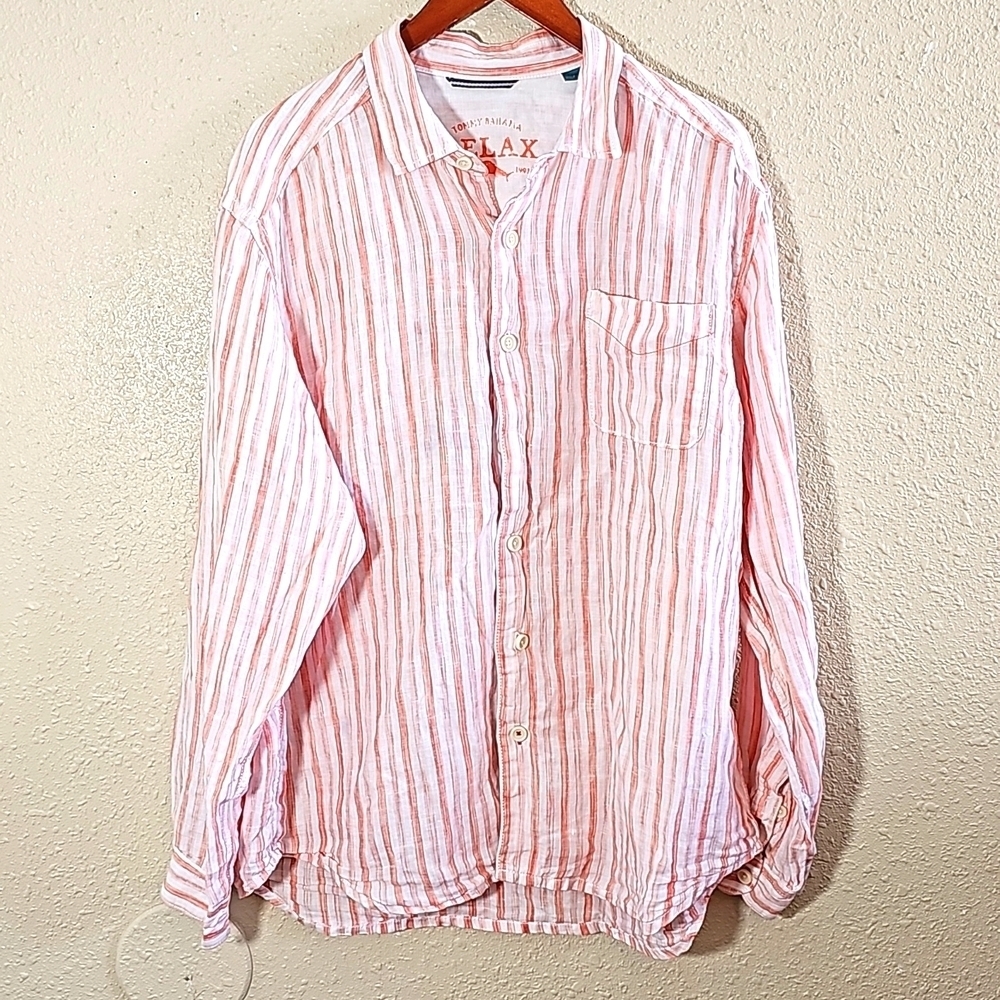 Tommy Bahama Relax 100% Linen Casual Button Down Shirt.